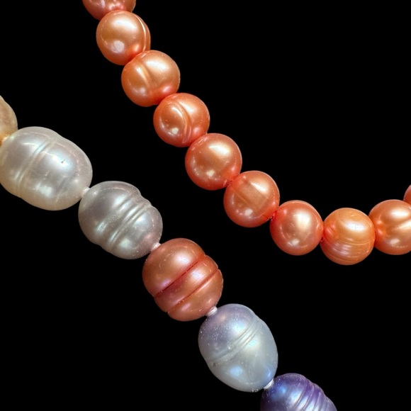 Honora 20” Multicolor Freshwater Pearl Necklace + Stretch Bracelets Sterling 925 - Picture 10 of 16